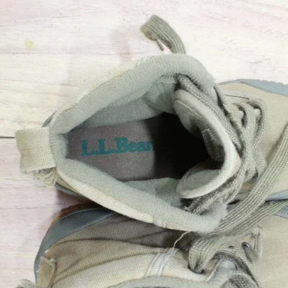LL Bean Green Canvas Lace Up Casual Ankle Sneakers Shoes Size 7 Medium - Picture 7 of 9